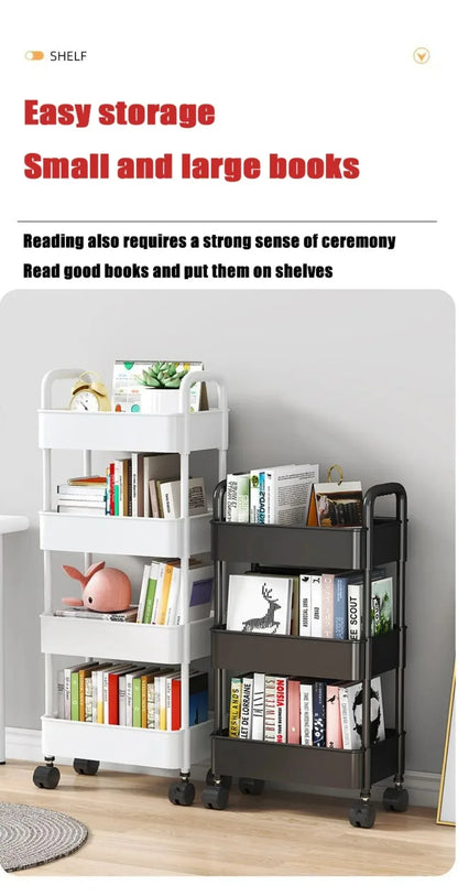 Carro de almacenamiento de estantería, carrito organizador de cocina móvil con ruedas, estantes de baño multicapa, estante de almacenamiento de aperitivos para el hogar